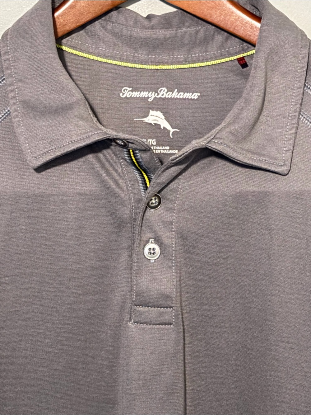 Tommy Bahama Men's Charcoal Gray Polo with Lime Trim